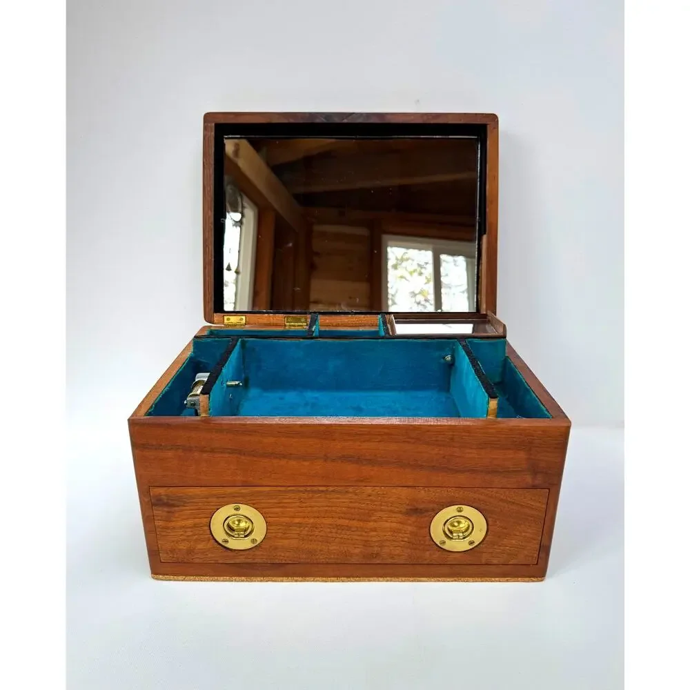 Vintage Handmade Musical Jewelry Cabinet with Drawer